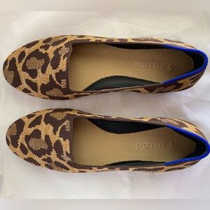 ROTHY’S THE LOUNGE LOAFER IN METALLIC CAT LEOPARD PRINT SIZE 7.5 WASHABLE LUXURY
